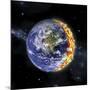 An Artist's Depiction of Planet Earth Catching on Fire-null-Mounted Art Print