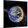 An Artist's Depiction of Planet Earth Catching on Fire-null-Mounted Art Print