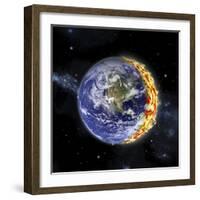 An Artist's Depiction of Planet Earth Catching on Fire-null-Framed Art Print