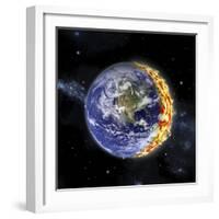 An Artist's Depiction of Planet Earth Catching on Fire-null-Framed Art Print