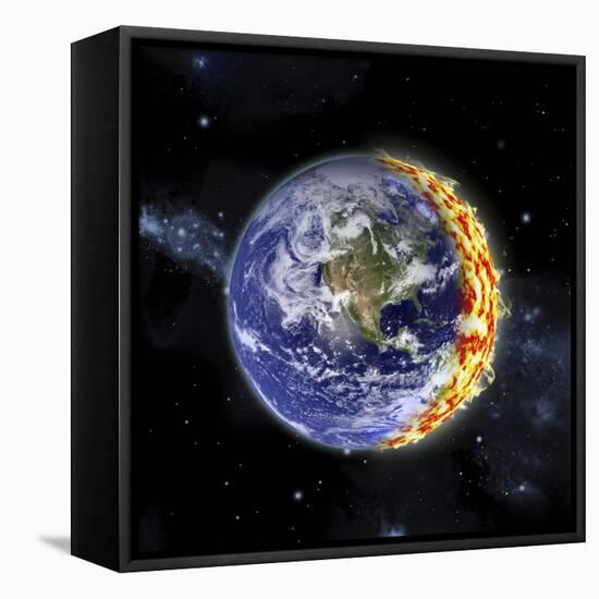 An Artist's Depiction of Planet Earth Catching on Fire-null-Framed Stretched Canvas
