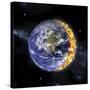 An Artist's Depiction of Planet Earth Catching on Fire-null-Stretched Canvas