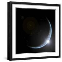 An Artist's Depiction of Sunrise over a Planet Viewed from Space-null-Framed Art Print