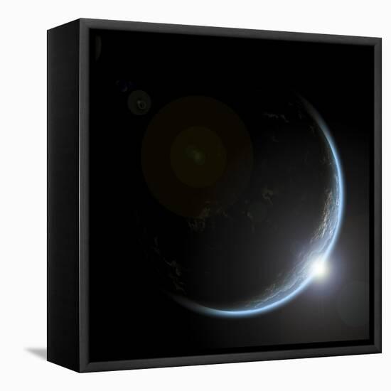 An Artist's Depiction of Sunrise over a Planet Viewed from Space-null-Framed Stretched Canvas