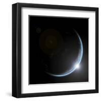 An Artist's Depiction of Sunrise over a Planet Viewed from Space-null-Framed Art Print