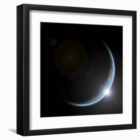 An Artist's Depiction of Sunrise over a Planet Viewed from Space-null-Framed Art Print