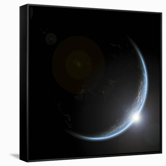 An Artist's Depiction of Sunrise over a Planet Viewed from Space-null-Framed Stretched Canvas