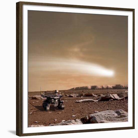 An Artist's Depiction of the Close Pass of Comet C-2013 A1 over Mars-null-Framed Premium Giclee Print