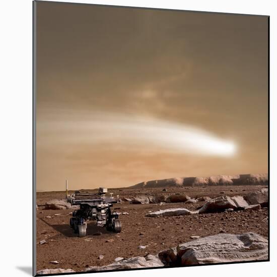 An Artist's Depiction of the Close Pass of Comet C-2013 A1 over Mars-null-Mounted Art Print