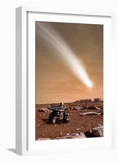 An Artist's Depiction of the Close Pass of Comet C-2013 A1 over Mars-null-Framed Art Print