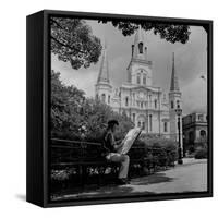 An Artist Sketches St. Louis Cathedral-null-Framed Stretched Canvas