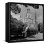 An Artist Sketches St. Louis Cathedral-null-Framed Stretched Canvas