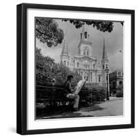 An Artist Sketches St. Louis Cathedral-null-Framed Premium Photographic Print