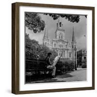 An Artist Sketches St. Louis Cathedral-null-Framed Photographic Print