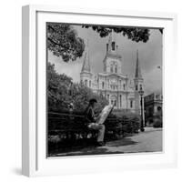 An Artist Sketches St. Louis Cathedral-null-Framed Photographic Print