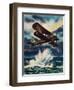 An Artists Impression of a Fairey Swordfish Sinking a U Boat in the North Sea, 1940-null-Framed Giclee Print