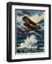 An Artists Impression of a Fairey Swordfish Sinking a U Boat in the North Sea, 1940-null-Framed Giclee Print