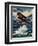 An Artists Impression of a Fairey Swordfish Sinking a U Boat in the North Sea, 1940-null-Framed Premium Giclee Print