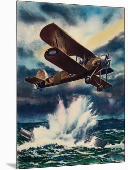 An Artists Impression of a Fairey Swordfish Sinking a U Boat in the North Sea, 1940-null-Mounted Giclee Print