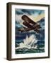 An Artists Impression of a Fairey Swordfish Sinking a U Boat in the North Sea, 1940-null-Framed Giclee Print