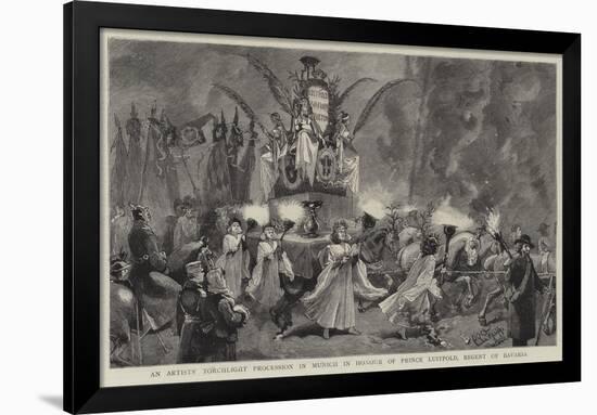 An Artists' Torchlight Procession in Munich in Honour of Prince Luitpold, Regent of Bavaria-null-Framed Giclee Print