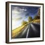 An Asphalt Road at Sunset, Tuscany, Italy-null-Framed Photographic Print