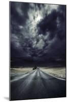 An Asphalt Road with Stormy Sky Above, Tuscany, Italy-null-Mounted Photographic Print