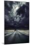 An Asphalt Road with Stormy Sky Above, Tuscany, Italy-null-Mounted Photographic Print