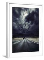 An Asphalt Road with Stormy Sky Above, Tuscany, Italy-null-Framed Photographic Print