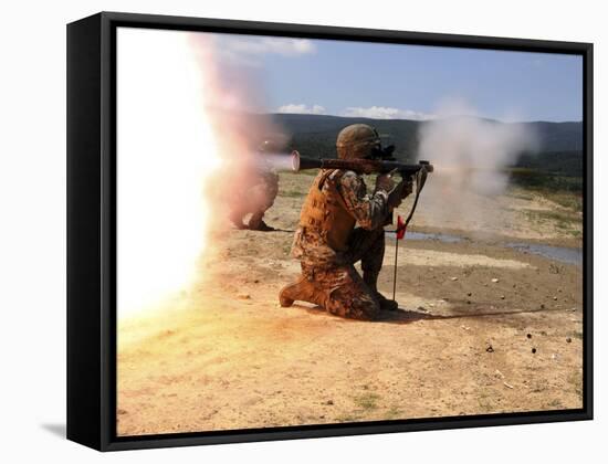An Assaultman Fires a Rocket Propelled Grenade-Stocktrek Images-Framed Stretched Canvas