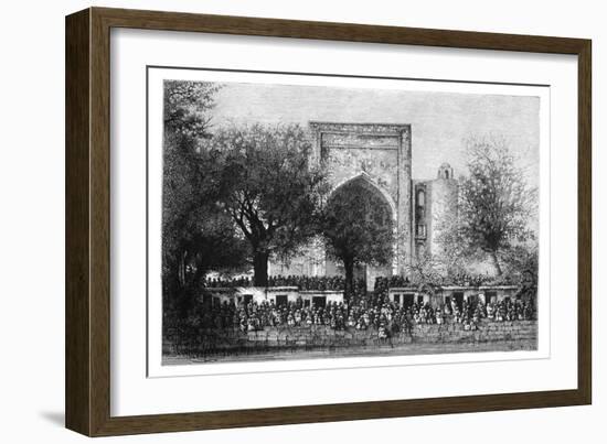 An Assembly before the Mosque in Bukhara, Uzbekistan, 1895-Armand Kohl-Framed Giclee Print