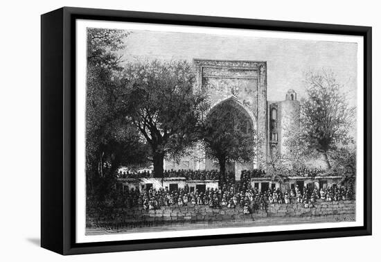 An Assembly before the Mosque in Bukhara, Uzbekistan, 1895-Armand Kohl-Framed Stretched Canvas