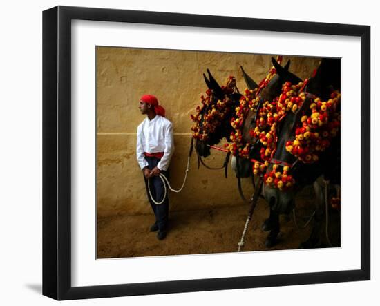 An Assistant of the Spanish Rejoneador Mounted Bullfighter Pablo Hermoso-null-Framed Premium Photographic Print