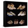 An Assortment of Arapaho, Crow, Western Sioux, Apache and Blackfeet Beaded Hide Moccasins-null-Framed Stretched Canvas