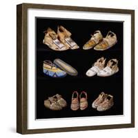 An Assortment of Arapaho, Crow, Western Sioux, Apache and Blackfeet Beaded Hide Moccasins-null-Framed Giclee Print