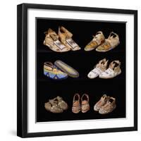 An Assortment of Arapaho, Crow, Western Sioux, Apache and Blackfeet Beaded Hide Moccasins-null-Framed Giclee Print