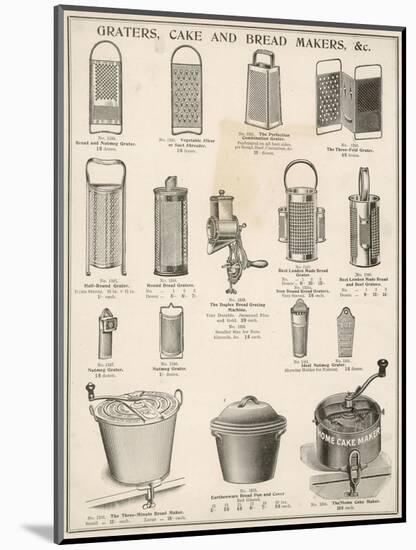 An Assortment of Graters,Cake and Breadmakers-null-Mounted Art Print