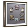 An Assortment of Kiowa, Sioux, Cheyenne, Crow, and Apache Beaded Hide Belt Pouches-null-Framed Giclee Print