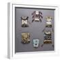 An Assortment of Kiowa, Sioux, Cheyenne, Crow, and Apache Beaded Hide Belt Pouches-null-Framed Giclee Print