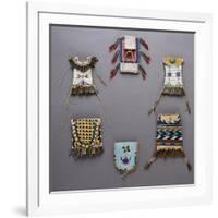 An Assortment of Kiowa, Sioux, Cheyenne, Crow, and Apache Beaded Hide Belt Pouches-null-Framed Giclee Print