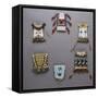 An Assortment of Kiowa, Sioux, Cheyenne, Crow, and Apache Beaded Hide Belt Pouches-null-Framed Stretched Canvas