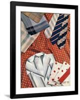 An Assortment of Men's Ties, Hankies and Shirts-null-Framed Art Print