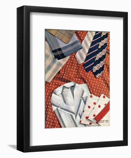 An Assortment of Men's Ties, Hankies and Shirts-null-Framed Art Print