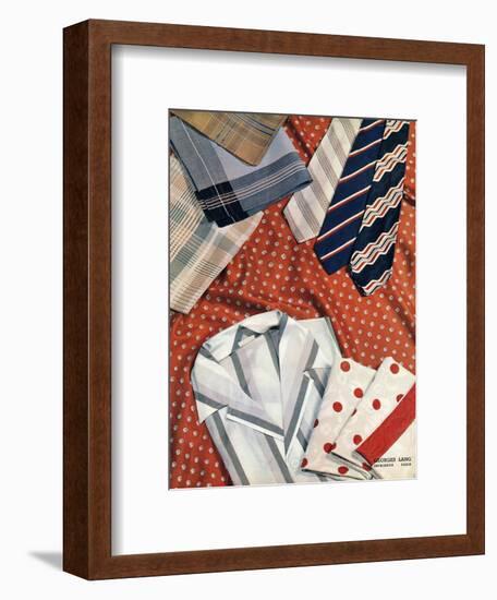An Assortment of Men's Ties, Hankies and Shirts-null-Framed Art Print