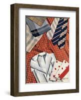 An Assortment of Men's Ties, Hankies and Shirts-null-Framed Art Print