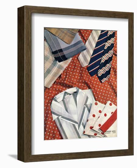 An Assortment of Men's Ties, Hankies and Shirts-null-Framed Art Print