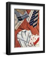 An Assortment of Men's Ties, Hankies and Shirts-null-Framed Art Print