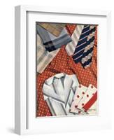 An Assortment of Men's Ties, Hankies and Shirts-null-Framed Art Print