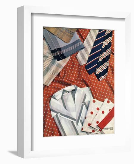 An Assortment of Men's Ties, Hankies and Shirts-null-Framed Art Print