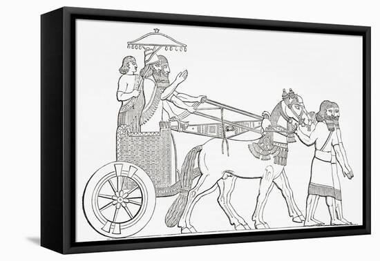 An Assyrian King in His Chariot of State, from the Imperial Bible Dictionary, Published 1889-null-Framed Stretched Canvas
